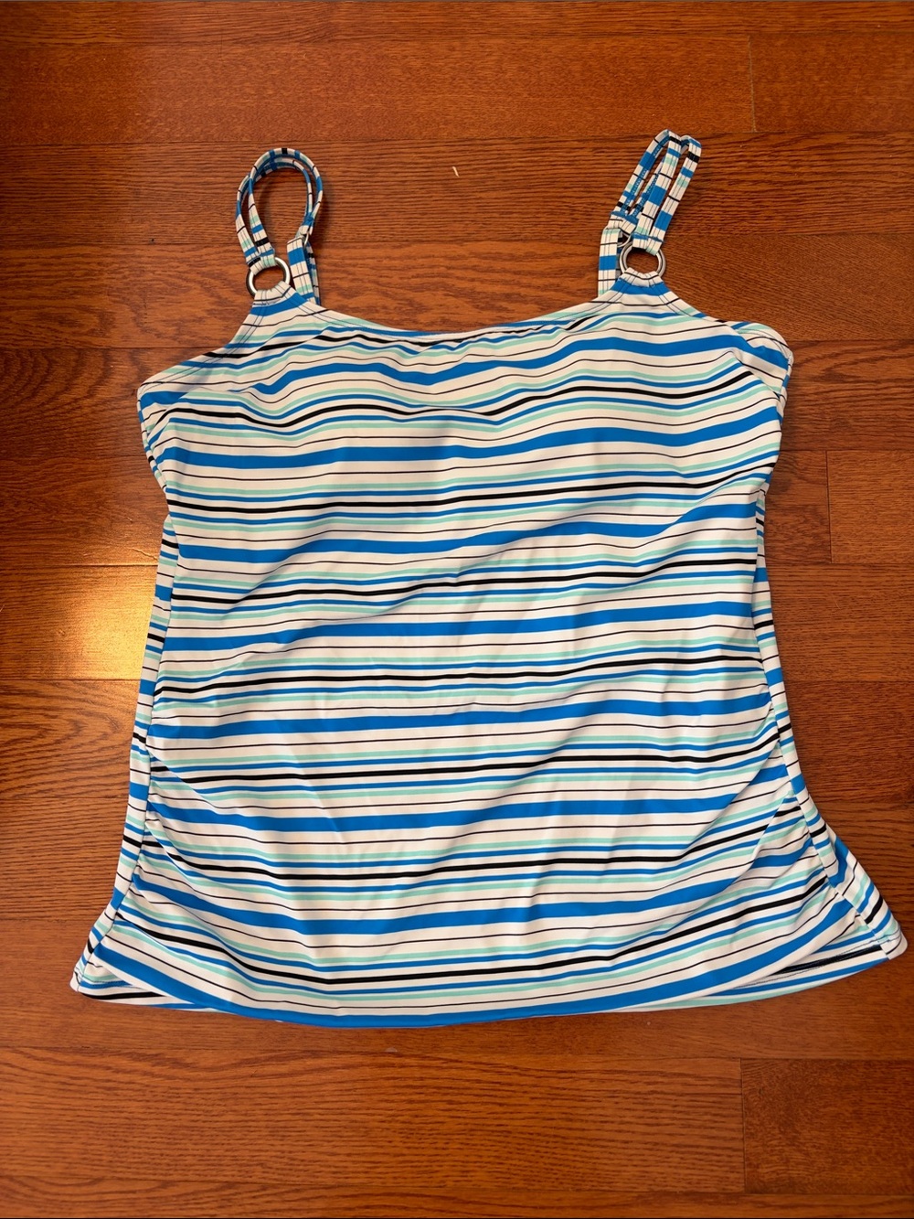 Bal Harbour Striped Blue & White Tankini Swim Top size Large